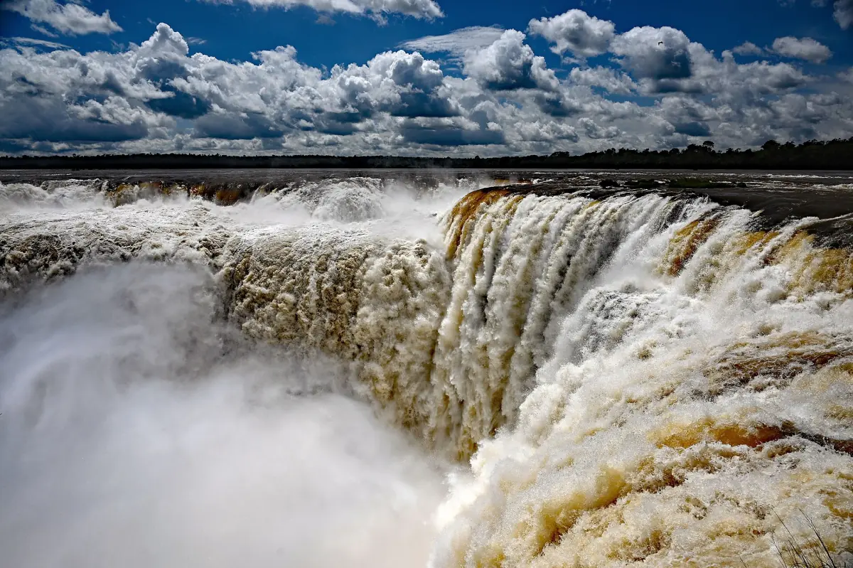 Water plunging into the Devil's Throat at Iguazu Falls