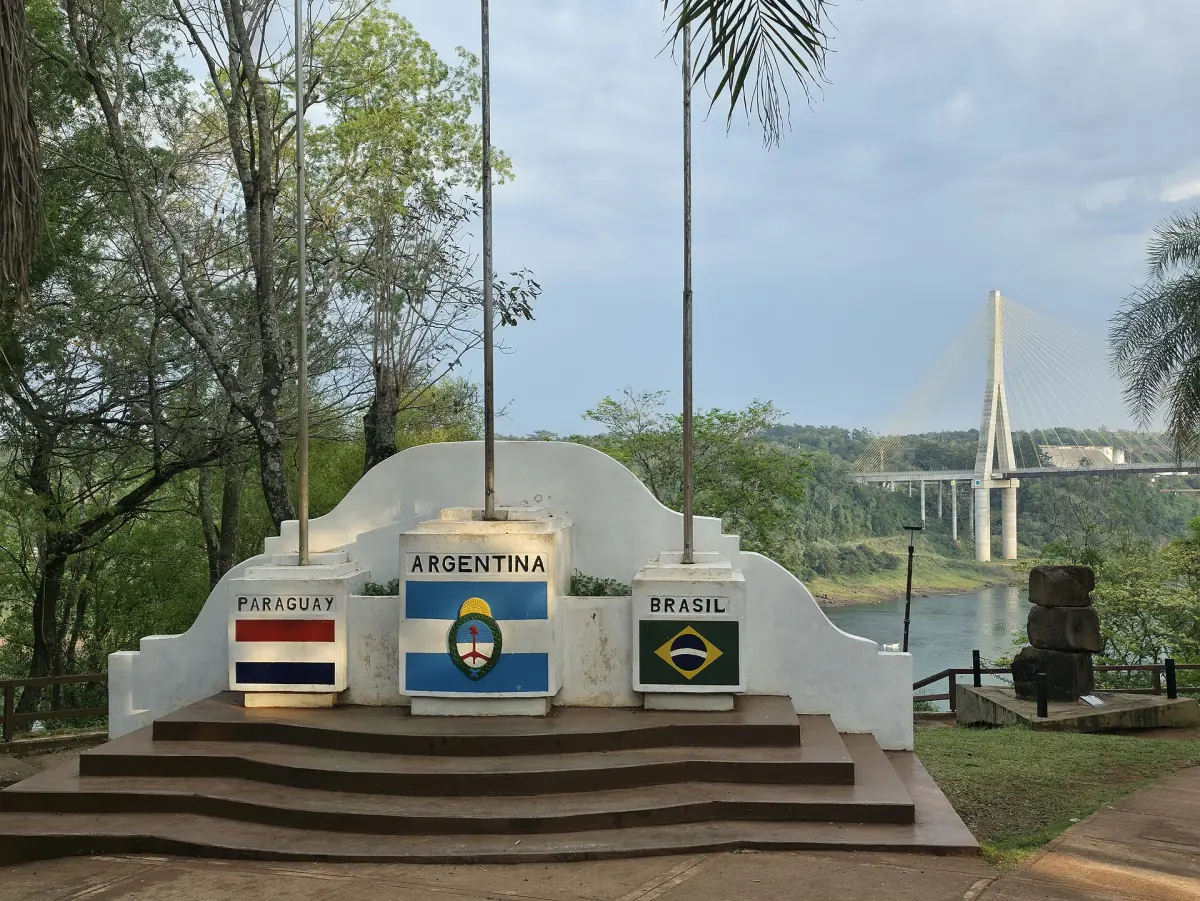 The Triple Frontier monument in Puerto Iguazú