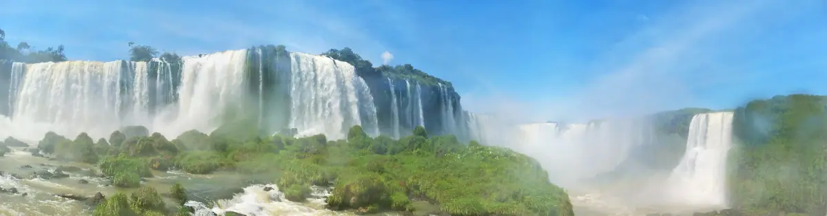 A wide view of the falls from the Brazilian side