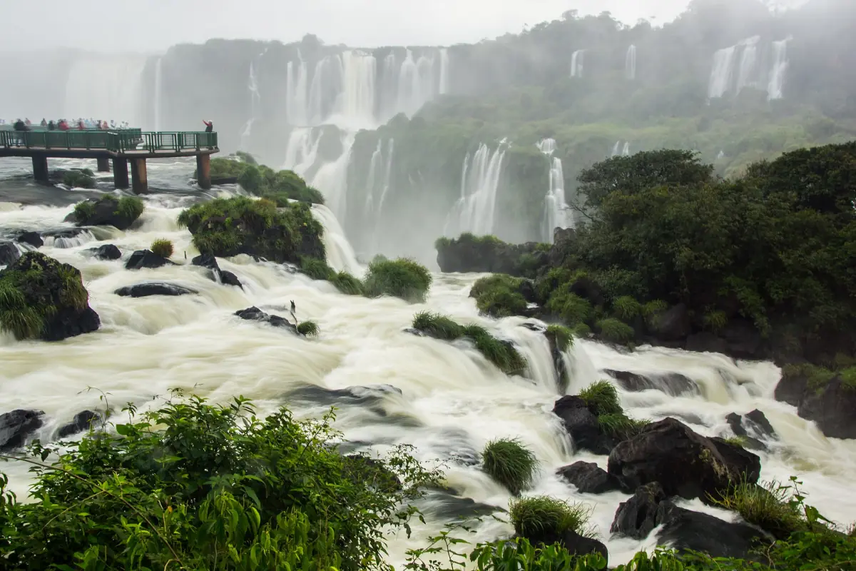 The walkway into the falls on the Brazilian side